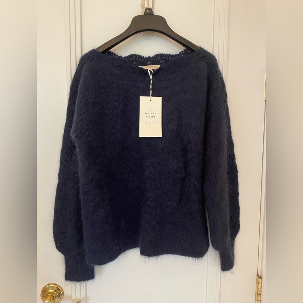 Sezane Midnight Blue Crew Neck Sweater